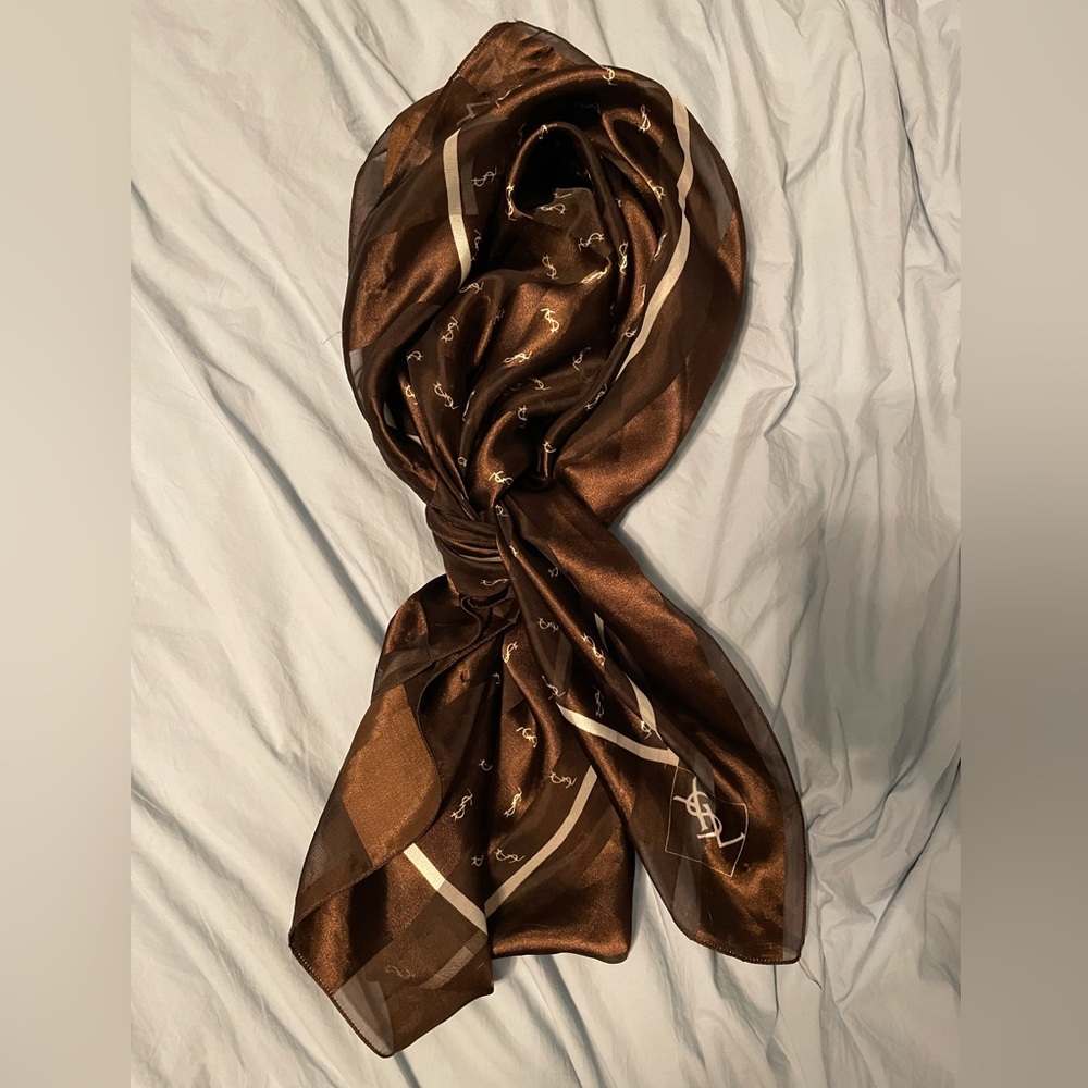 Vintage “YSL” Brown Stripe Scarf